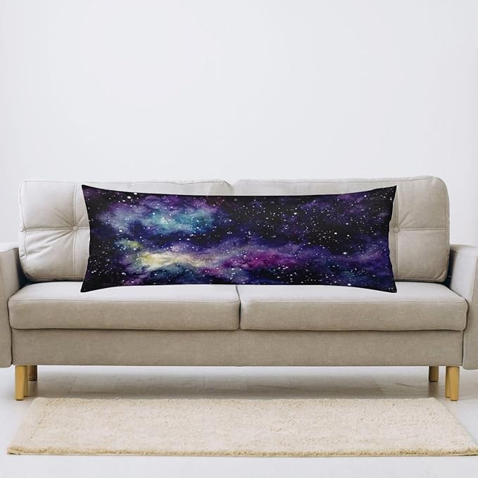Galaxy Body Pillow Cover Outer Space Nebula Universe Star Night Starry Sky Long Pillow Case with Zipper Decorative Soft Bedding Pillowcase Purple Cushion Pillow Case for Bedroom,Couch,20"x54"