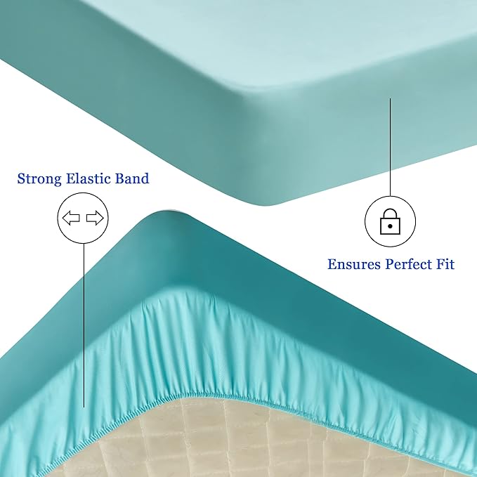 Sufdari Full Size Mattress Protector,Waterproof Mattress Protector,Fitted Sheet Style Mattress Cover with 18" Deep Pocket,Washable and Comfortable-Aqua,Full
