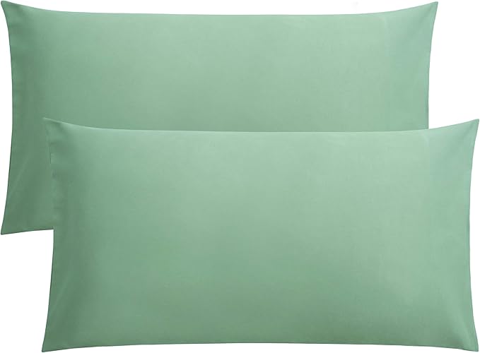 FLXXIE King Pillow Cases Set of 2, Soft Microfiber Pillow Covers with Envelope Closure, Wrinkle, Fade and Stain Resistant Pillowcases, 20x36, Sea Green