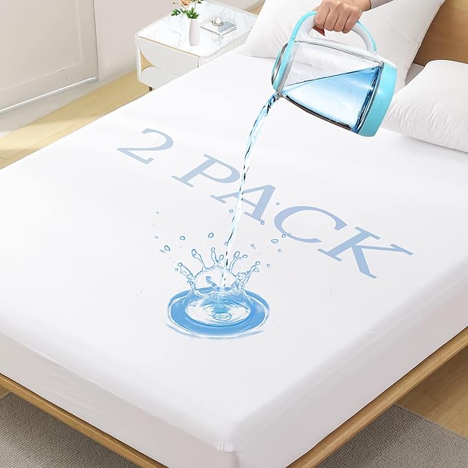 Softhour 2 Pack Twin XL Size Premium Waterproof Mattress Protector,Soft Breathable College Dorm Pad Cover,Noiseless Bed Cover - Stretch to 21''Fitted Deep Pocket Protection