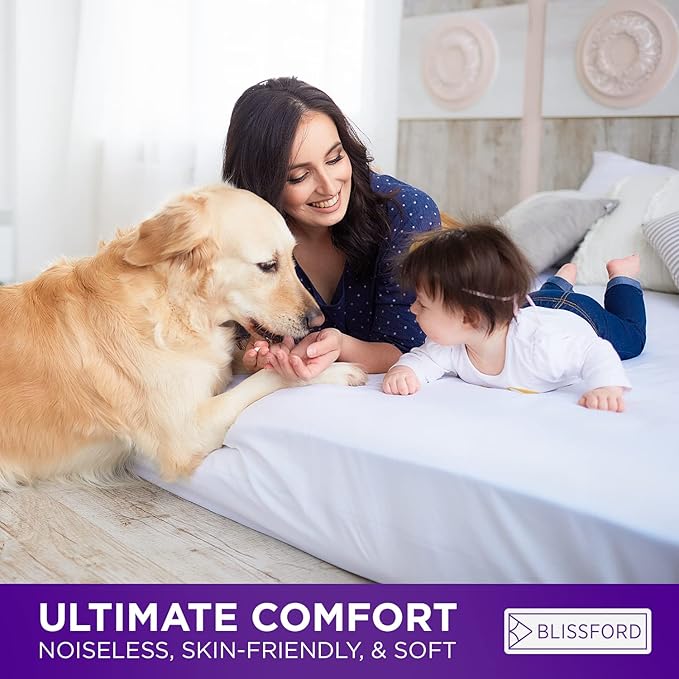 BLISSFORD Plastic Mattress Protector - Heavy Duty, Twin XL Size Fitted Vinyl - Plastic Mattress Cover, Rubber Sheets for Bedwetting Adult or Child, 100% Waterproof Sheets for Bed