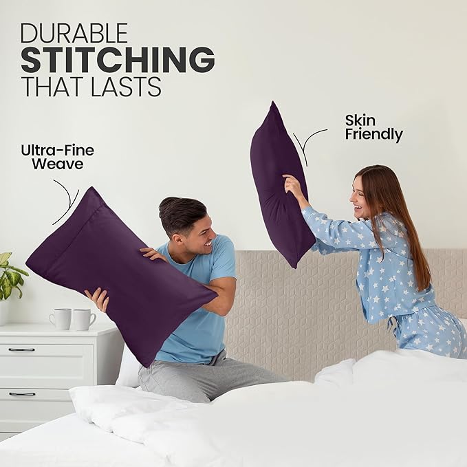 Utopia Bedding King Pillow Cases - 2 Pack - Envelope Closure - Soft Brushed Microfiber Fabric - Shrinkage and Fade Resistant Pillow Covers King Size 20 X 40 Inches (King, Purple)