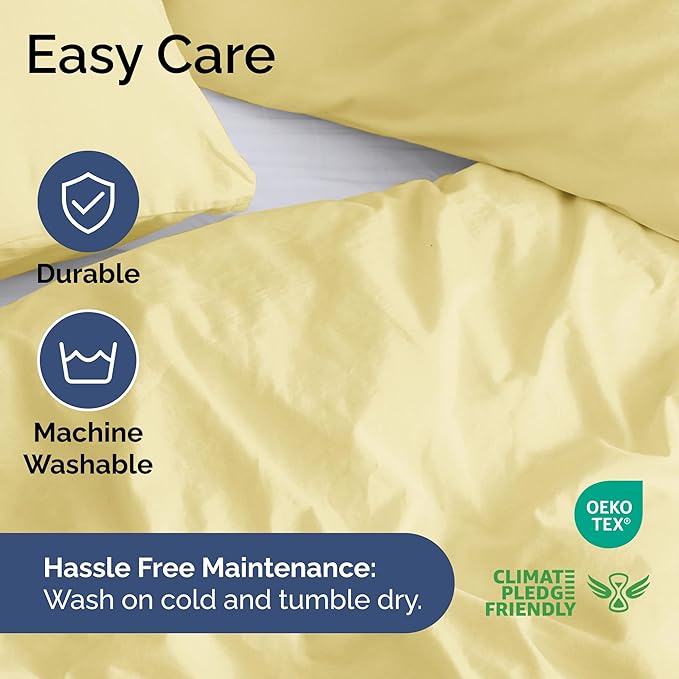 Duvet Cover Full Size Set - Extra Soft Full Duvet Cover 80" x 90" with 2 Pillow Shams - Hotel Luxury, Easy Care and Fade Free w/ Zipper Closures & Ties - All Season, Comfy, Cozy & Breathable (Yellow)