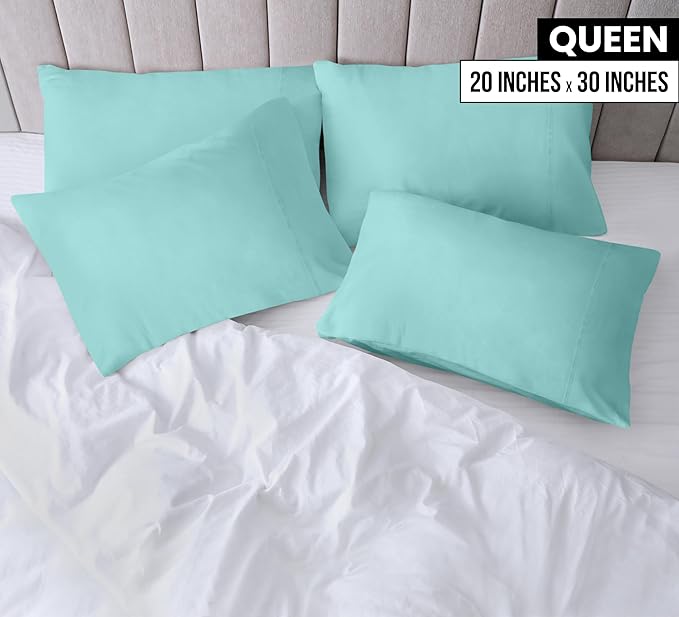 Utopia Bedding Queen Pillow Cases - 12 Pack - Envelope Closure - Soft Brushed Microfiber Fabric - Shrinkage and Fade Resistant Pillow Covers Queen Size 20 X 30 Inches (Queen, Spa Blue)