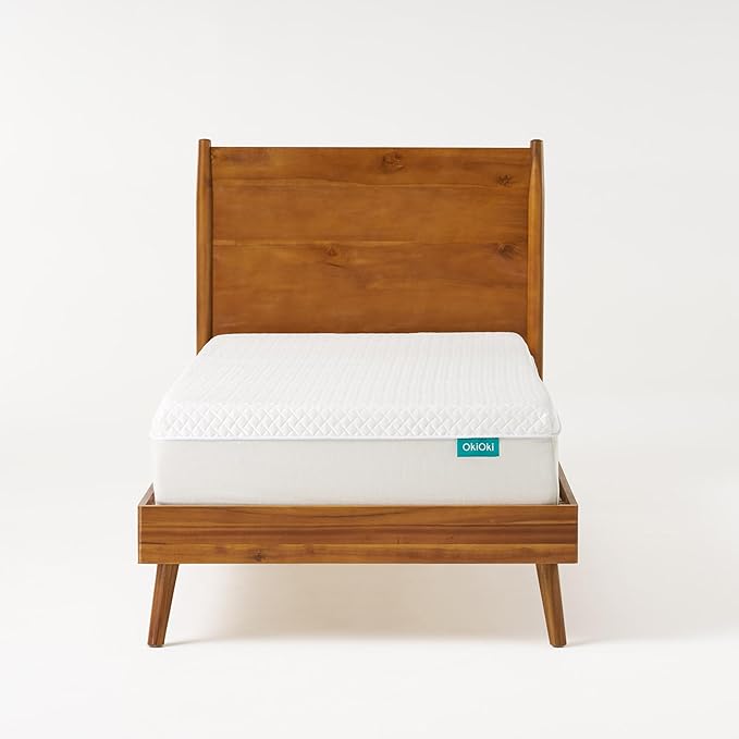 Merax Twin Size Solid Wood Platform Bed, Mid-Century Modern Bed Frame with Splayed Legs, 600 lbs Weight Capacity, No Box Spring Needed, Natural
