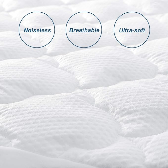 Twin Mattress Pad Cover Air Mattress Topper, Pillow Top Twin Size Quilted Fitted Mattress Protector for Kids, Super Soft Breathable and Noiseless Down Alternative Fiber (15-23'' Deep Pocket)