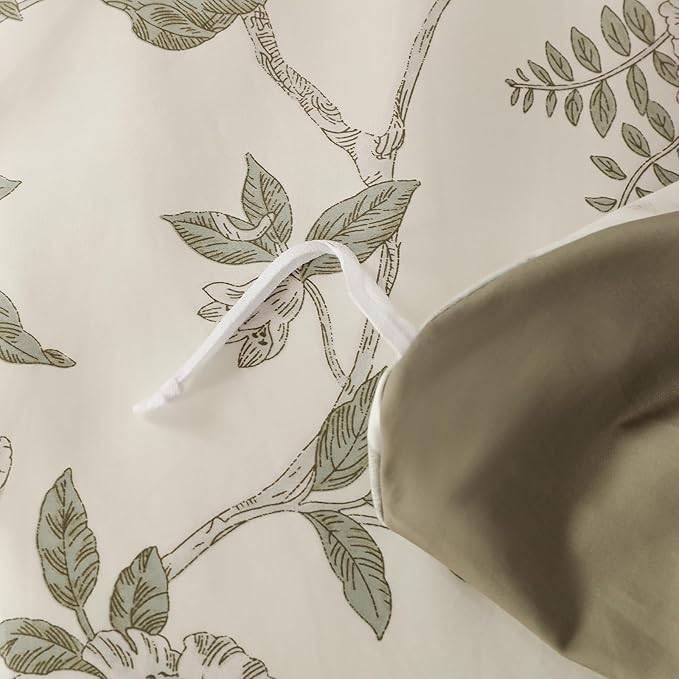 Duvet Cover Set Twin Size Floral Pattern 600 Thread Count Ultra Soft 100% Long Staple Cotton Duvet Cover Sets 3-PC, Breathable Duvet Cover with Zipper Closure & Corner Ties