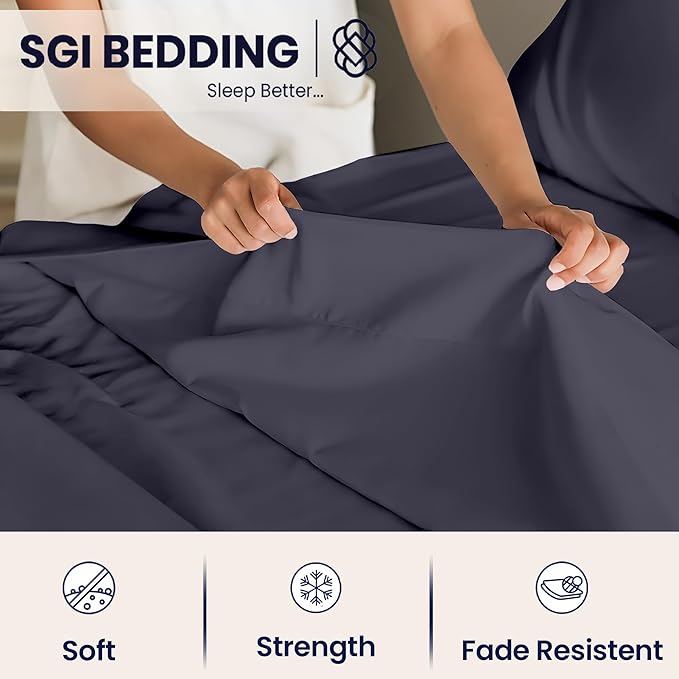SGI Split King Sheet Set for Adjustable Bed Egyptian Premium Cotton 600 Thread Count Sheets for Sleep Number Bed 15" Deep Pocket 5 Pc Set with 2 Twin XL Fitted Sheets Soft Breathable -Dark Gray