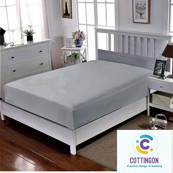 Cot Size 25" x 75" Fitted Sheet, 100% Egyptian Cotton, Perfect for Camp Bunk Beds/RVs/Guest Beds/Army Cots/Replacement Mattress - Light Grey