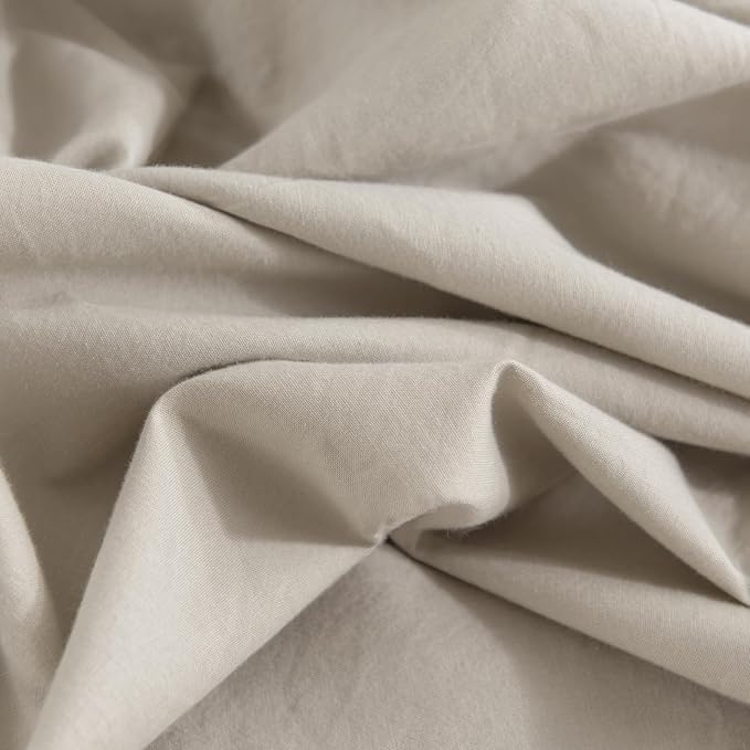 NEXHOME PRO 100% Washed Cotton Duvet Cover Twin Size, Ogranic Natural Linen Feel Breathable Bedding Set with Zipper Closure, 2 Pieces Duvet Cover Set Linen (No Comfortert) 6890