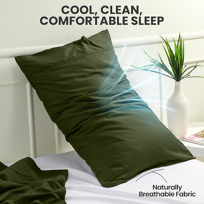 Utopia Bedding Queen Pillow Cases - 2 Pack - Envelope Closure - Soft Brushed Microfiber Fabric - Shrinkage and Fade Resistant Pillow Covers Queen Size 20 X 30 Inches (Queen, Olive)