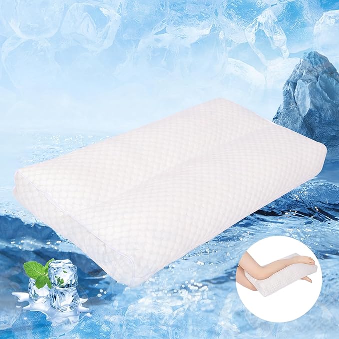 Cooling Knee Pillow for Side Sleeper, 4"Leg Pillow for Side Sleeping, 100% Cooling Fabric Pillow for Between Knees While Sleeping - High Support Alternative for Relieving Leg, Back, and Knee Pain