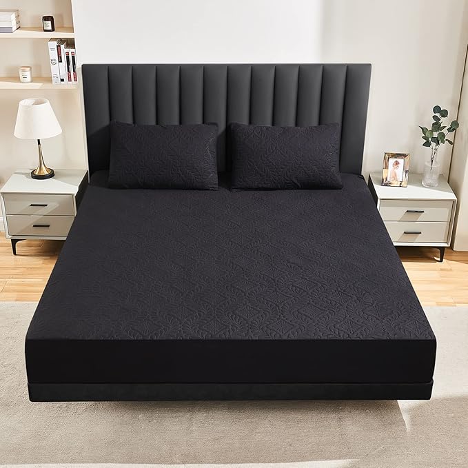 Sufdari Queen Waterproof Mattress Protector, Waterproof Mattress Cover,Breathable & Noiseless Mattress Pad, Waterproof Quilted Fitted Sheet Fits Up to 8-18" Deep Pocket
