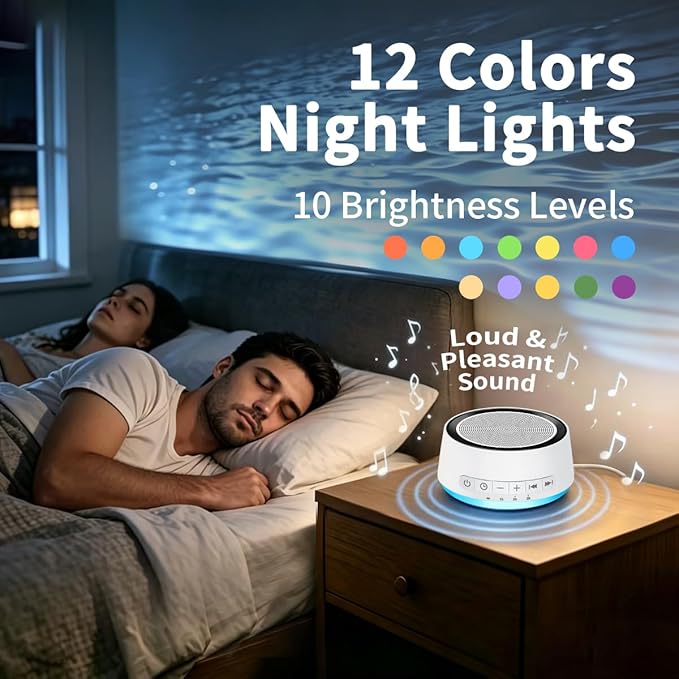 Sound Machine Night Light White Noise Machine with 30 Soothing Sounds 12 Colors Night Light Sleep Machine for Baby Kids Adults Brown Pink Nosie Machine with 32 Volume Levels for Office Home Travel