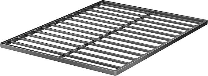 VIPSHOW 2 Inch Full Metal Box Spring with Round Corners - 3000 lbs Capacity, Low Profile Bed Slat Replacement Bunkie Board with Steel Slats, Noise-Free, Easy Assemble, Black