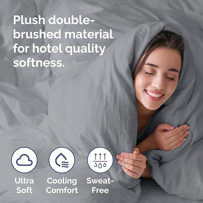 Duvet Cover Full Size Set - Extra Soft Full Duvet Cover 80" x 90" with 2 Pillow Shams - Hotel Luxury, Easy Care & Fade Free w/ Zipper Closures & Ties - All Season, Comfy and Breathable (Steel Blue)