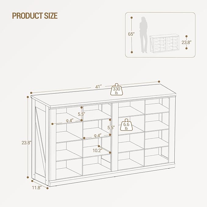 Hzuaneri Farmhouse Shoe Storage Bench, Entryway Shoe Cubby Bench, Widened Wooden Shoes Cubbies with Compartments, Shoes Rack Benchs for Cloakroom, Entryway, Antique White SB24614X