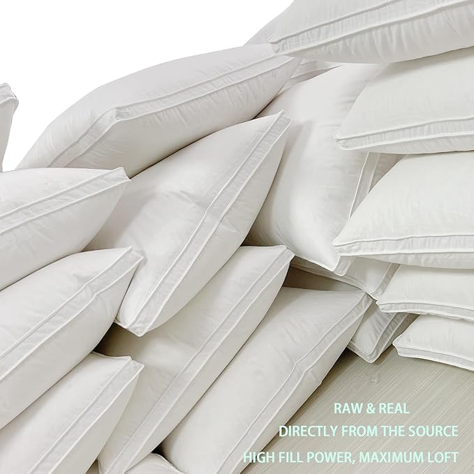Soft Down Pillows for Sleeping(1 Pack), Queen(20inx30in)-White Goose Down Feather Bed Pillow Inserts, 100% Cotton Cover, Lightweight, for All Sleep Positions