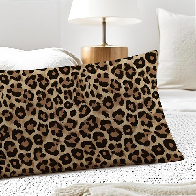 Leopard Print 20x54 Body Pillow Cover, Cheetah Print Room Decor, Trendy Wild Animal Print Decorative Long Body Pillow Cases for Girls Bedroom Dorm Apartment Bed Couch