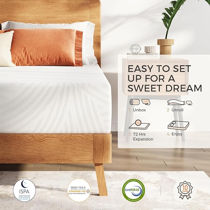 Sweetnight Twin Mattress,10 Inch Memory Foam Twin Size Mattress in a Box for Pressure Relief & Motion Isolation,Medium Plush and CertiPUR-US Certified