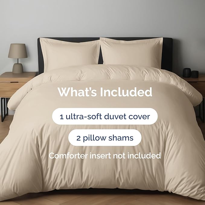 Duvet Cover King Size Set - Extra Soft King Duvet Cover 104" x 90" with 2 Pillow Shams - Hotel Luxury, Easy Care and Fade Free w/ Zipper Closures & Ties - All Season, Comfy, Cozy & Breathable (Wheat)