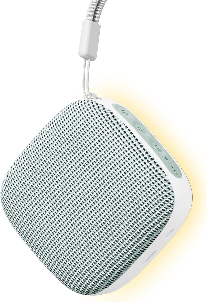 Portable Sound Machine for Travel, White Noise Sound Machine for Sleeping with Night Light, 20 Quality Non-looping Sounds, Headphone Jack, Memory, Timer for Adults,Hotel(Green)