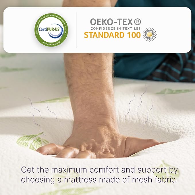 NapQueen Full Size, 10 Inch Anula Green Tea Infused Memory Foam Mattress, Bed in a Box, CertiPUR-US Certified Mattress