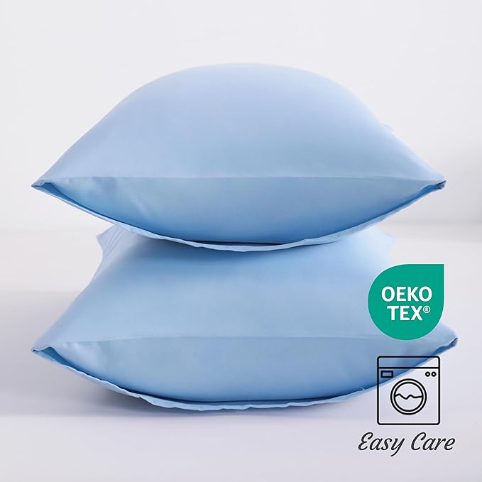 NTBAY King Pillow Cases Set of 2, 2 Pack Brushed Microfiber 20x36 Pillow Cases, Soft, Wrinkle, Fade, Stain Resistant Sky Blue Pillow Cases with Envelope Closure, 20x36 Inches, Sky Blue