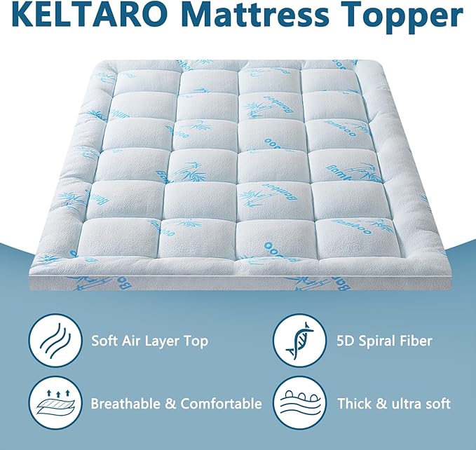 Mattress Topper Twin Size,Viscose Made from Bamboo Extra Thick Mattress Pad 8-21" Deep Pocket Soft Down Alternative Fill Mattress Protector Pillow Top Mattress Cover(39x75 Inches)