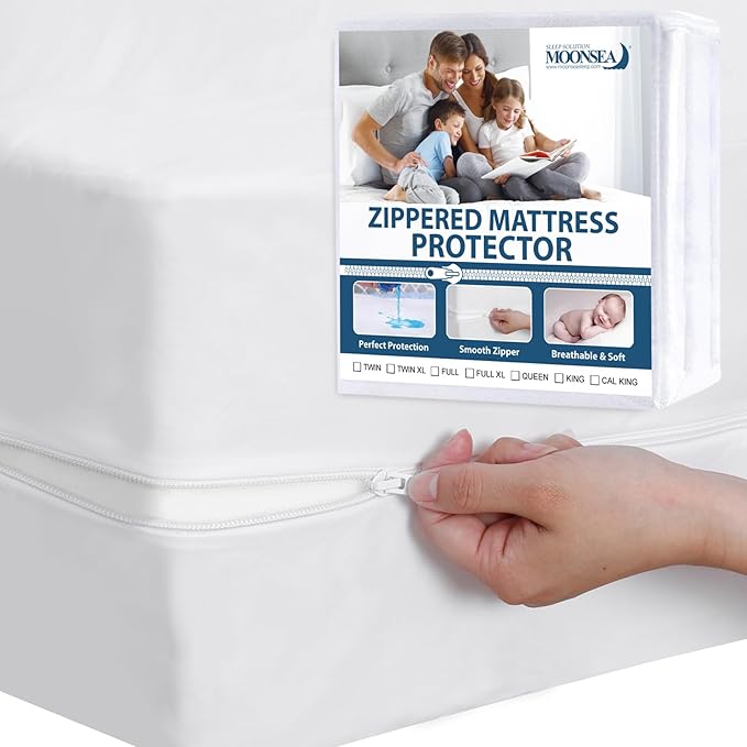 Zippered Waterproof Mattress Protector Full, 6-Side Waterproof Mattress Encasement, Full Mattress Cover, Box Spring Encasement (1 Pack)