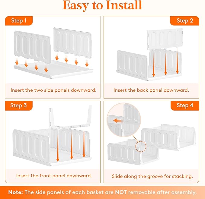 Lifewit 16 Pack Stackable Closet Organizers and Storage Basket for Clothes, Plastic Sweater Storage Bins for Wardrobe, Multifunctional Pants Organizer for RV, Pantry, Kitchen, Dorm, 16.5" Depth