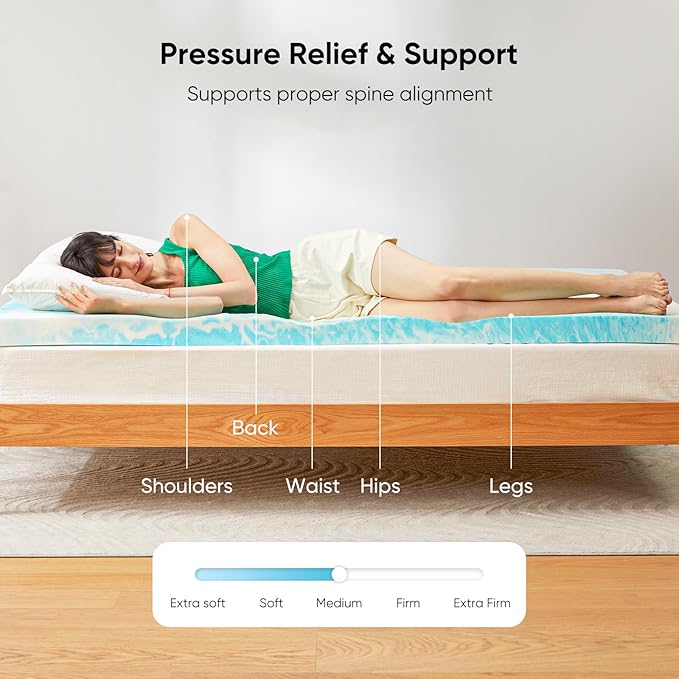 Marsail Mattress Topper Full, 3-inch Gel Memory Foam, Bed Topper for Full Size Bed, Soft for Sleeper Sofa, RV, Camper, Made with CertiPUR-US® Certified Foam