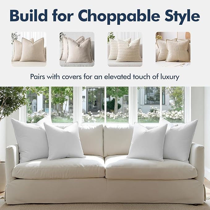 MIULEE 20x20 Pillow Inserts, Pack of 2 Down Feather Premium Throw Pillows with Cotton Fabric for Bed Couch Living Room Sofa