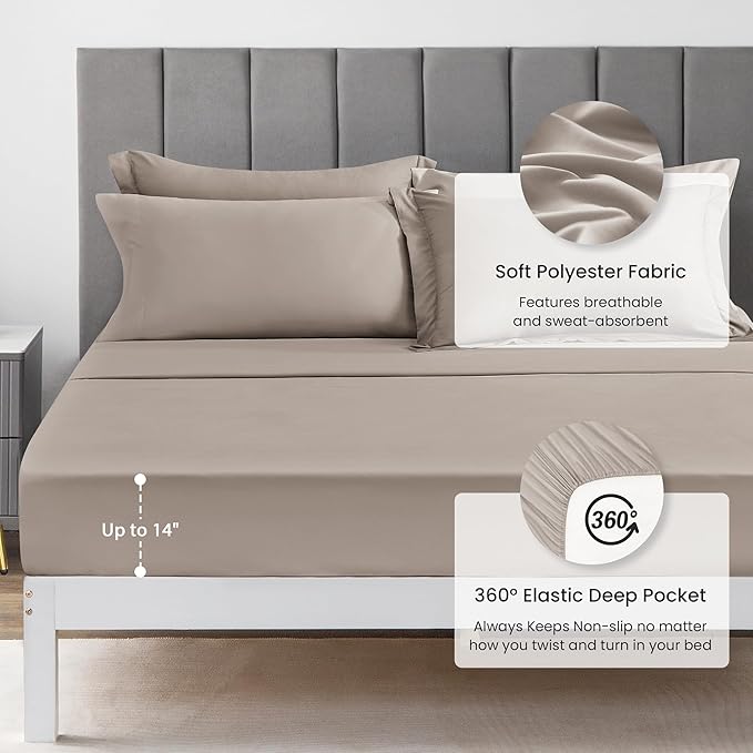 Love's cabin Twin XL Comforter Set Burlwood, 5 Pieces Twin XL Bed in a Bag, All Season Bedding Sets with 1 Comforter, 1 Flat Sheet, 1 Fitted Sheet, 1 Pillowcase and 1 Pillow Sham | Soft, Breathable, Lightweight, Comfortable
