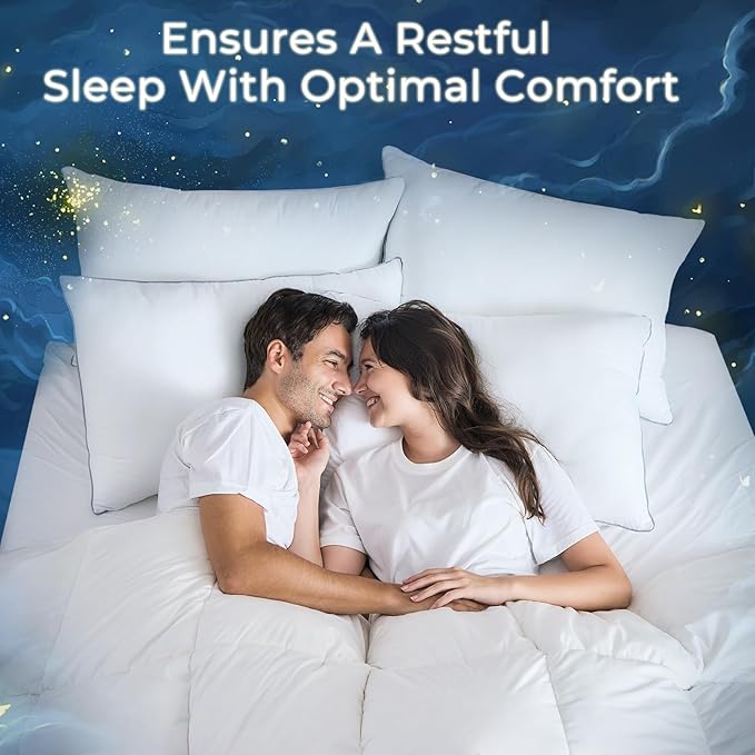 Sasttie Firm Standard Pillows Set of 2, Full Size Bed Pillows for Side, Back, and Stomach Sleepers - Oeko-Tex Certified Supportive Down Alternative Plump Filling - Hotel Quality and Machine Washable