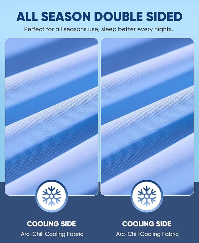 LUXEAR Cooling Pillow Cases, 2 Pack Stretch Arc-Chill Q-max 0.55 Cool Pillowcases Fit Standard & Queen Size Pillows, Protecting Hair & Skin, Gifts for Women & Men, Hot Sleeper, Night Sweat - Blue