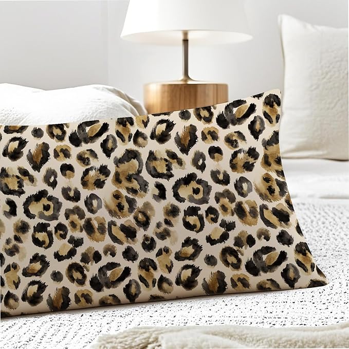 Black and Gold Leopard Print 20x54 Body Pillow Cover, Cheetah Print Room Decor, Funky Y2k Cheetah Print Decorative Long Body Pillow Cases for Girls Bedroom Dorm Apartment Bed Couch