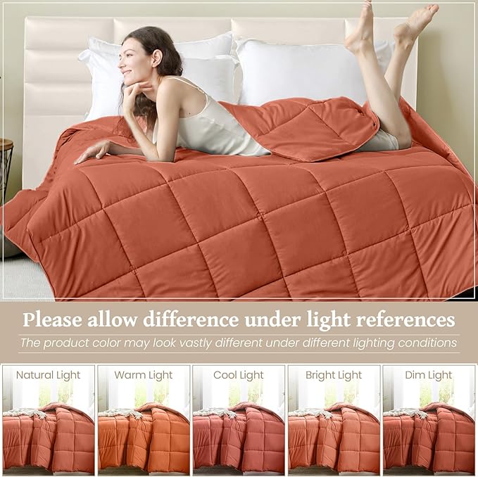 Homelike Moment Twin Comforter Duvet Insert - Orange Down Alternative Bed Comforter Twin Size, Lightweight Bedding Comforters Quilted Soft All Season Burnt Orange