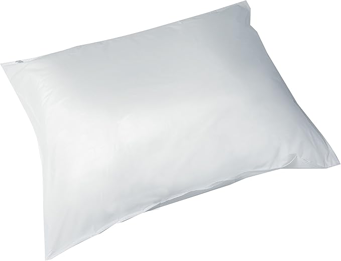 DMI Waterproof Pillow Protector With Zipper, Vinyl Pillow Cover, Travel Pillow Case Cover, Standard, White