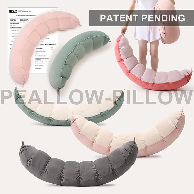 Peallow(Pat. Pend) – Long Round Body Pillow for Adults, Bolster Pillow for Sleeping, Soft and Supportive Pillow for Sleeping & Lumbar Support (Urban Grey, 39")