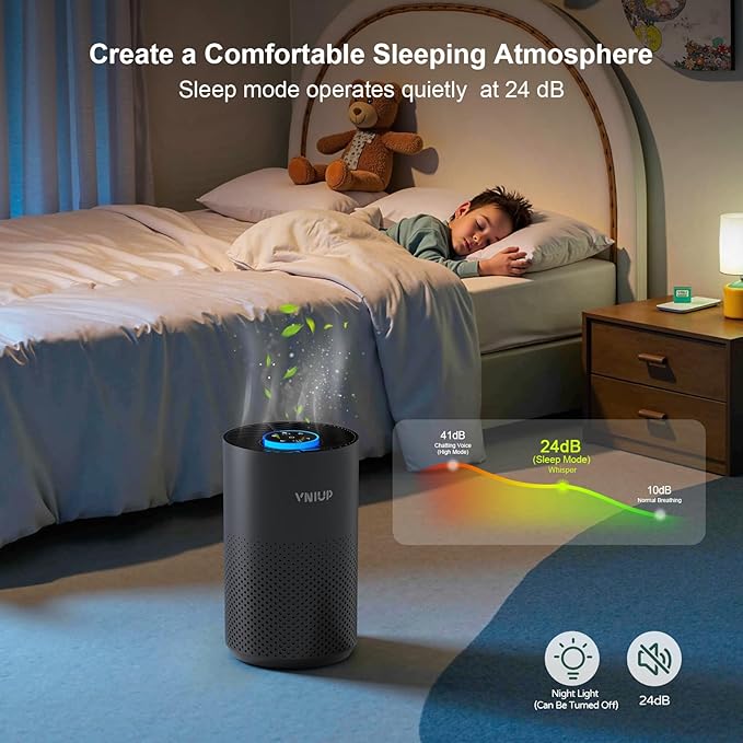 Air Purifiers for Bedroom Home up to 1350 ft² - Vniup H14 True HEPA Room Air Purifiers for Bedroom, with Fragrance Function Sleep Mode& Light Mode Air Cleaner for Pet Dander Odor Dust Smoke