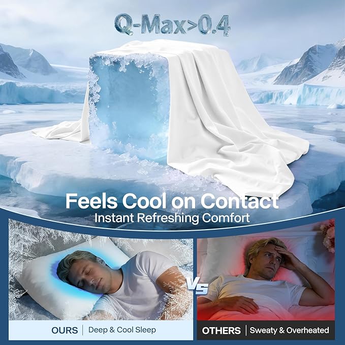 Premium Cooling Pillowcases Standard Size Set of 2 for Hot Sleepers&Night Sweats Beauty Sleep Reduces Wrinkles&Frizz Softer Than Silk Pillow Cover Oeko-TEX Certified White Breathable