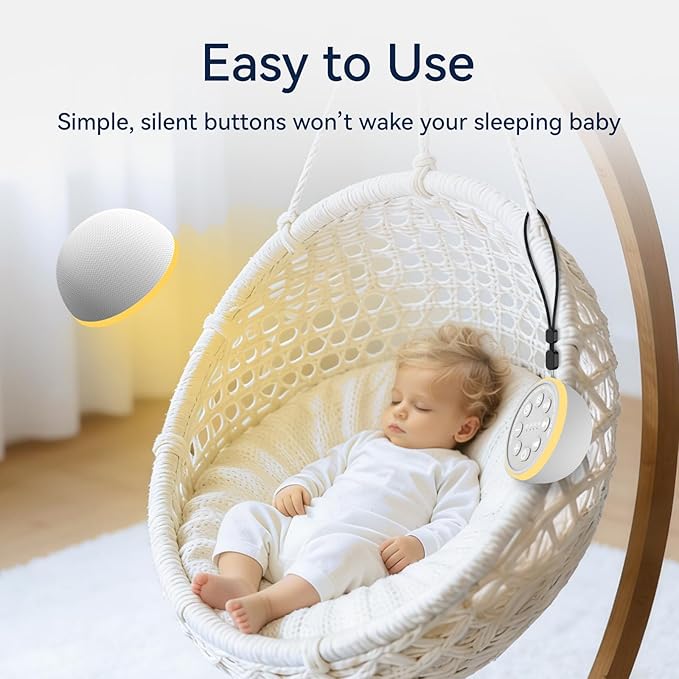 Mini Sound Machine Night Light White Noise Machine Battery Portable Brown Noise Machine 30 Soothing Sounds for Baby Kids Adults Sleep Machine 4 Timer Memory Function for Home Travel Office