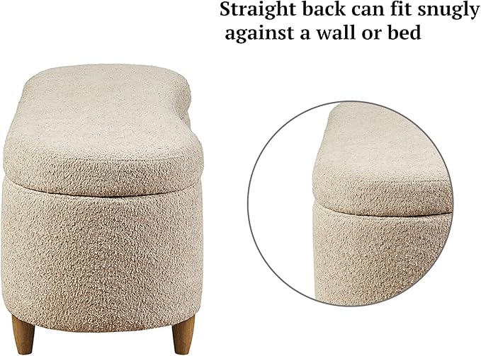 Bailey Boucle-Style Curved Storage Accent Bench