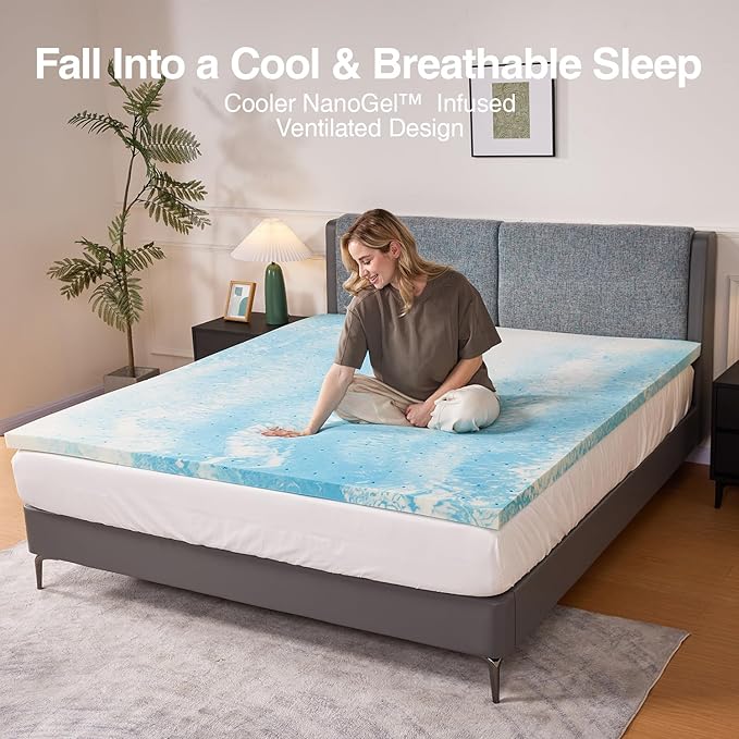Novilla Mattress Topper Full Size - 3 Inch Cooling Memory Foam Mattress Topper, Slow-Rebound Pressure Relief, Soft Comfort