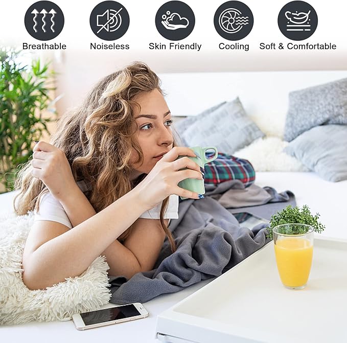 Waterproof Mattress Protector Queen, Fitted Sheet Style Breathable Mattress Cover with Deep Pocket Fits Up to 18'', Noiseless Bed Cover for Kids Adults Pets, Machine Washable (Sky Blue, 60'' X 80'')