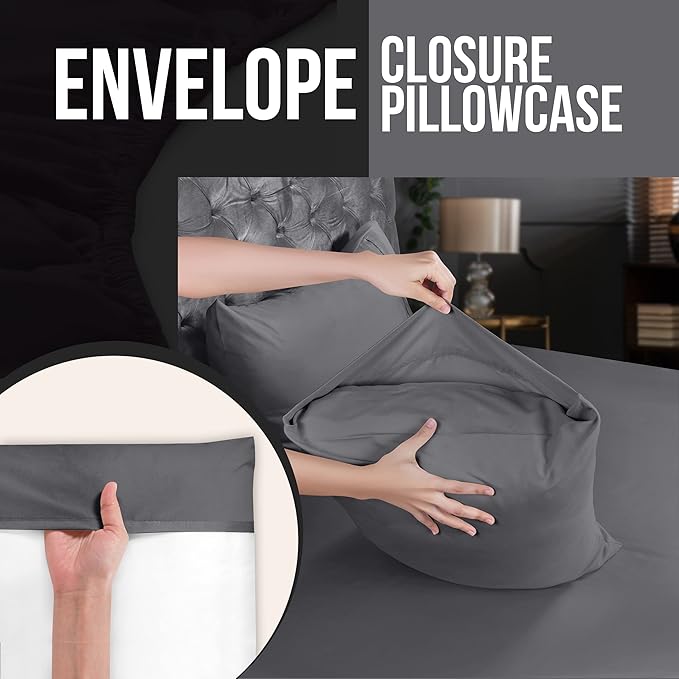 Utopia Bedding Queen Pillow Cases - 12 Pack - Envelope Closure - Soft Brushed Microfiber Fabric - Shrinkage and Fade Resistant Pillow Covers Queen Size 20 X 30 Inches (Queen, Grey)