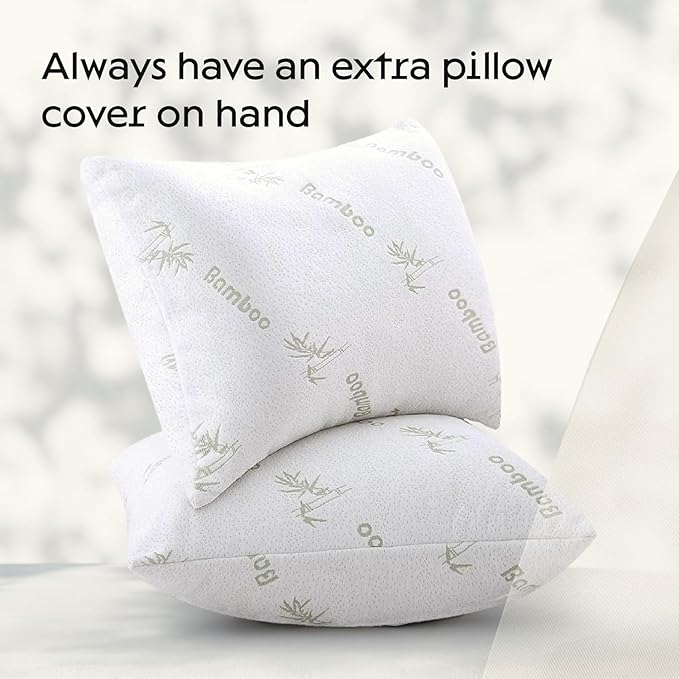 100% Waterproof Pillow Protectors Queen 20x30 Pair Zippered Pillow Case, Pillow Cover, Guaranteed Noiseless Pad, Ultra Plush Absorbent (Viscose Made from Bamboo), Green 2 Pack