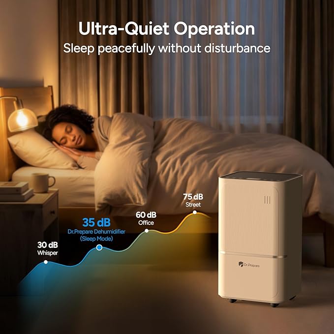 DR.PREPARE 2500-2600 Sq.Ft Dehumidifier for Home with Drain Hose, 38 Pints/Day Dehumidifier for Basement, Bedroom, Bathroom, Dry Clothes, Intelligent Humidistat, 3 Modes, 24H Timer, 0.53 Gal Bucket