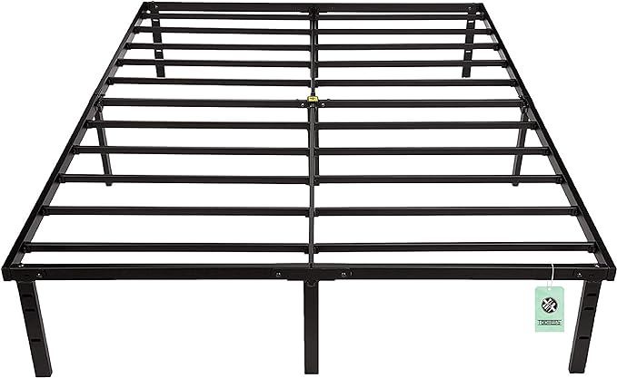 Amazon Basics Sturdy Heavy-Duty Non-Slip Platform Bed Frame, Steel Slat Support, No Box Spring Needed, Noise Free, Easy Assembly, 14 Inch Storage, King Size, Black